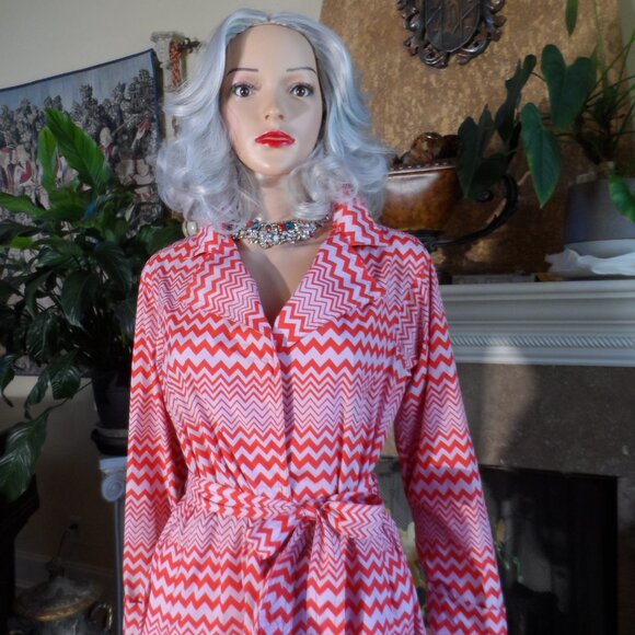 New Missoni For African Aid Red & White Zizzag Pattern Trench/Rain Coat Size L - Picture 4 of 16